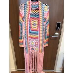No 1 Los Angeles Crochet Fringe Duster Small Boho Bohemian Coachella